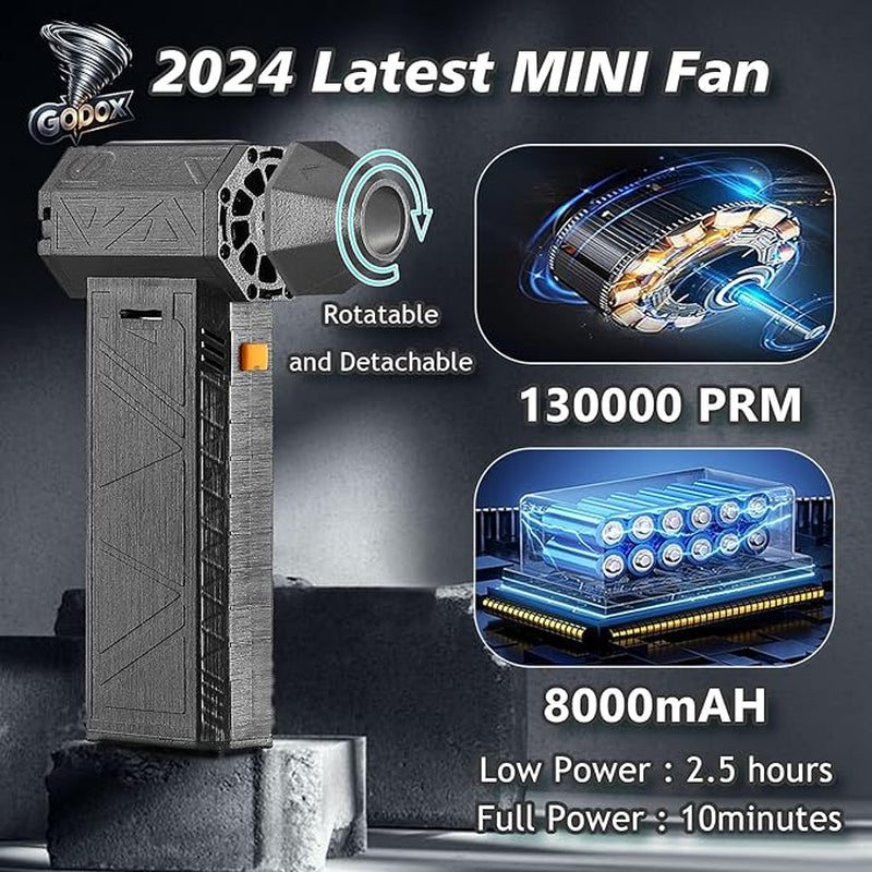 Portable Jet Fan Blower 130,000 RPM, Adjustable Airflow